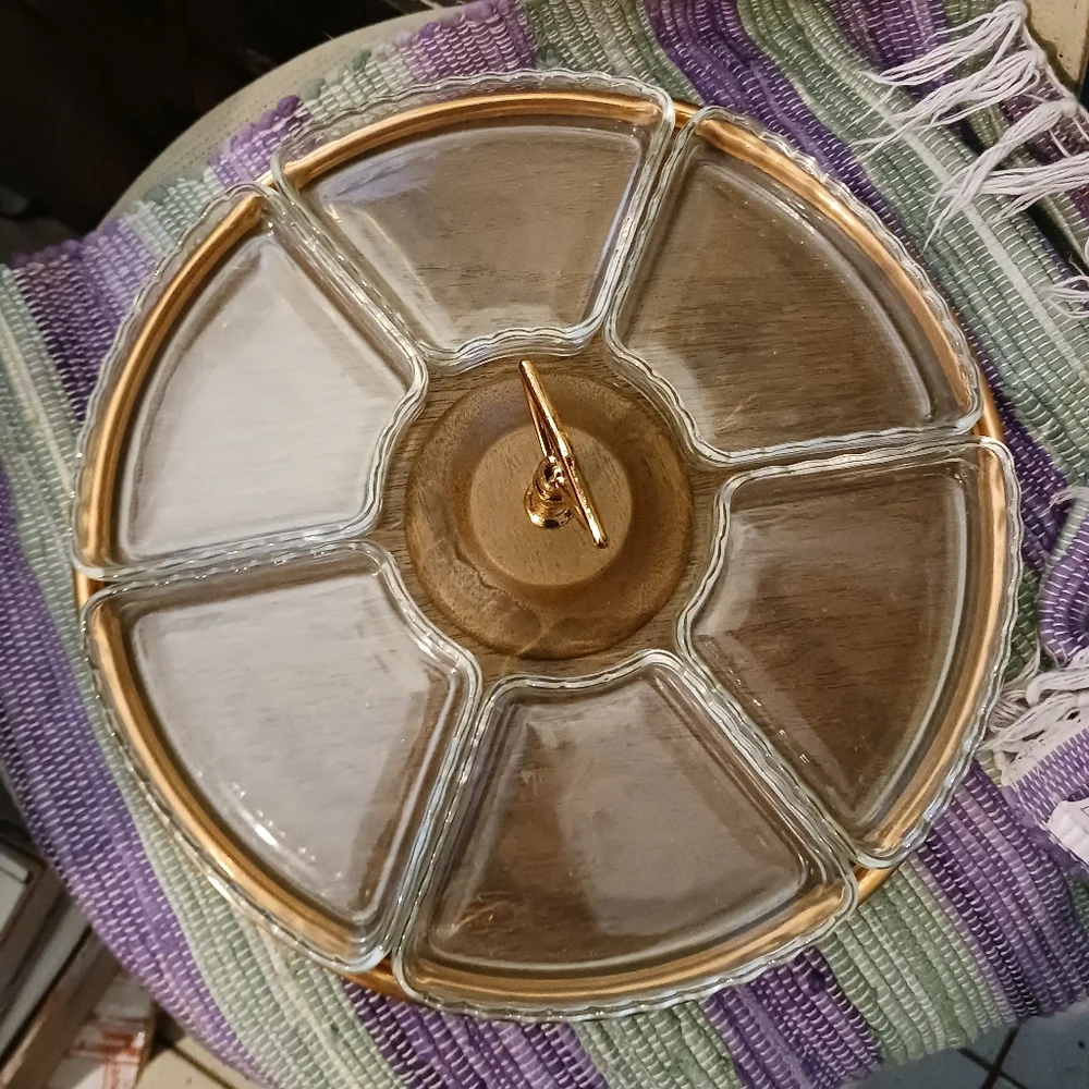 🇺🇲U.S.A. Vintage 1960 Westwood Serving 🍱🍤 Dish 6 Fluted Edge Glass,Rotating! - Picture 7 of 16